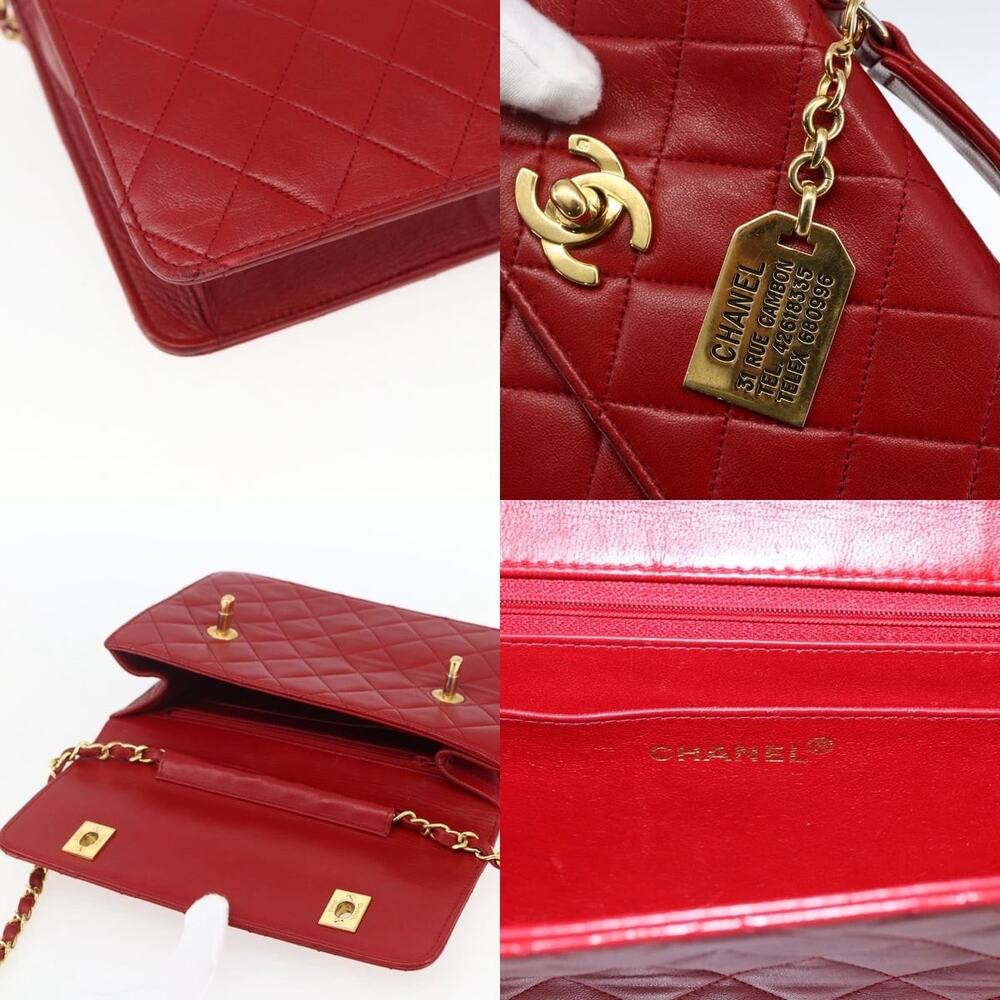 Chanel Matelasse 23 Double Turn Lock Chain Bag Lamb Skin Red CC Shoulder Bag - Picture 7 of 8